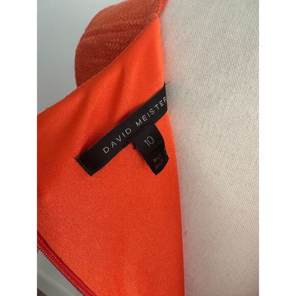 DAVID MEISTER Orange Gold Button Detail Pencil Dress Size 10 - Picture 6 of 10